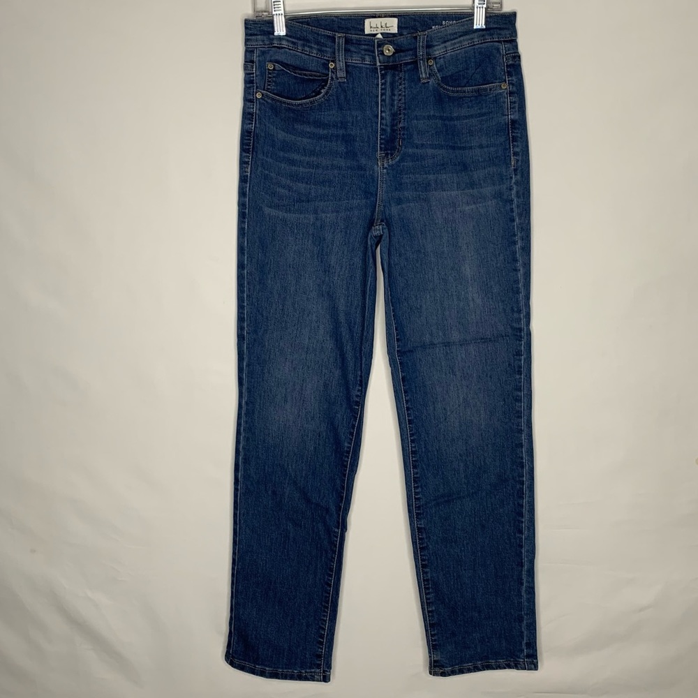 Nicole Miller New York Blue Denim Soho High Rise Straight Jeans 4